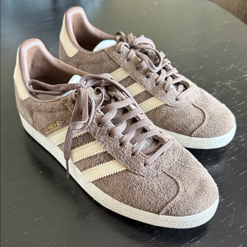 adidas Women’s Suede Sneakers in Taupe and Cream
